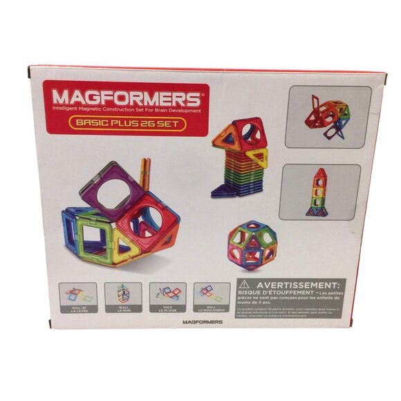 MAGFORMERS Basic Plus 26 Piece Set Stem Magnetic Construction Set - Picture 2 of 2